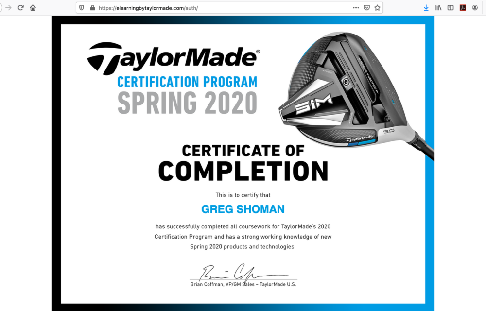 TCP Spring 2020 Screen Shot - Certificate